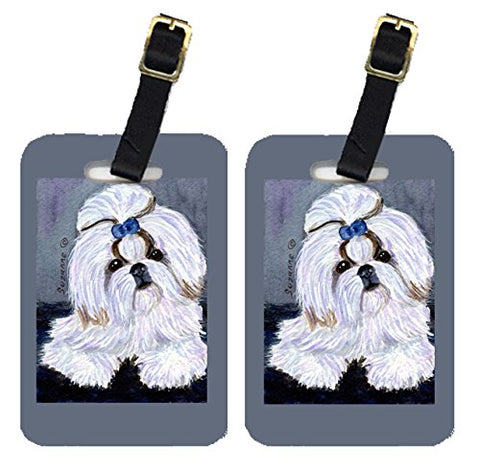 Caroline's Treasures SS8685BT Pair of 2 Shih Tzu Luggage Tags, Large, multicolor