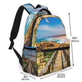 Casual Backpack,Boardwalks To The Beach And Ocean With F,Business Daypack Schoolbag For Men Women Teen