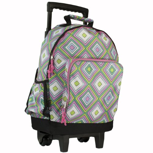 Wildkin Pink Retro High Roller Rolling Backpack
