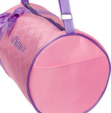 Silver Lilly Girls Dance Bag - Quilted Duffle Bag w/Lavender Bow (Light Pink)