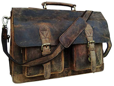Cuero Retro Buffalo Hunter Leather Laptop Messenger Bag Office Briefcase College Bag (18 inch)