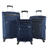 Travelers Club Luggage 3 Piece Top Durable Expandable Spinner Luggage Set, Blue