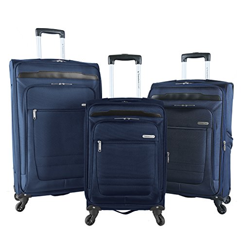 Travelers Club Luggage 3 Piece Top Durable Expandable Spinner Luggage Set, Blue