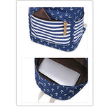 S Kaiko Navy Style Canvas Backpack Casual Daypacks School Backpack For Women And Men Laptop