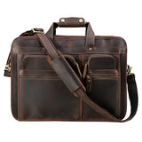 Polare Men'S 17" Full Grain Leather Messenger Bag For Laptop Briefcase Tote