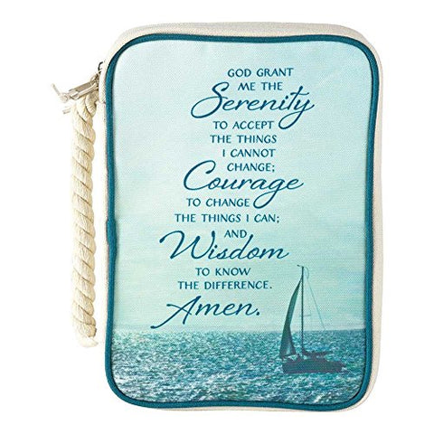 Serenity Prayer Ocean Blue 7.5 x 10.5 Polyester Thinline Bible Cover Case