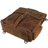 Berchirly Genuine Leather Laptop Backpack Bookbag For Men Women Large Travel Rucksack Brown