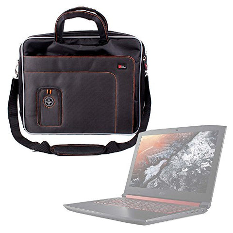 DURAGADGET Black and Orange Padded Carry Bag/Case with Removable Shoulder Strap for The Acer