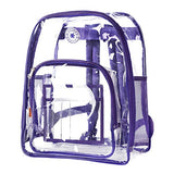 Heavy Duty Clear Backpack Quality See Through Student Bookbag Durable PVC Travel Transparent Workbag Stadium Security Bag | Purple