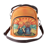 Damara Girls Mini Satchel Zipper Faux Leather Backpack,Red