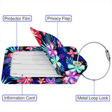 Set of 2 Luggage Tag Tropical Flower Beach Leather ID Tags for Suitcase Baggage Bag with Suitcase Tags Identifiers Full Back Privacy Cover for Men Women Kid Travel
