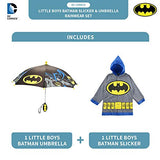DC Comics Boys' Little Batman Character Slicker and Umbrella Rainwear Set, Gray, Age 4-5
