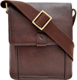 Hidesign Aiden Small Leather Messenger Cross Body Bag, Brown