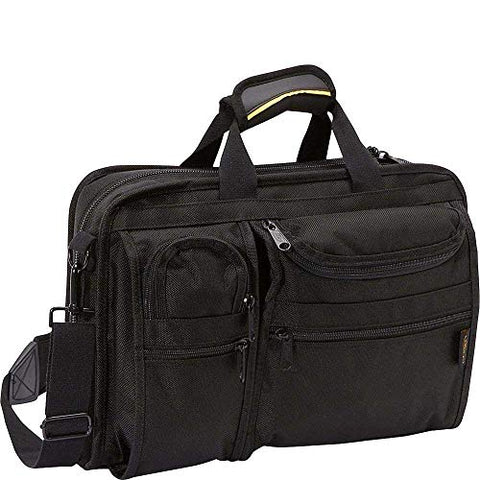 A.Saks Ballistic Nylon Organizer Briefcase With Laptop Compartment in Black
