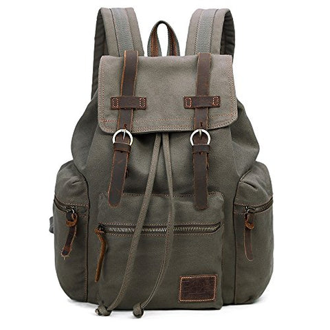 Vintage Canvas Backpack Outdoor Hiking Travel Rucksack 19L Army Green #220