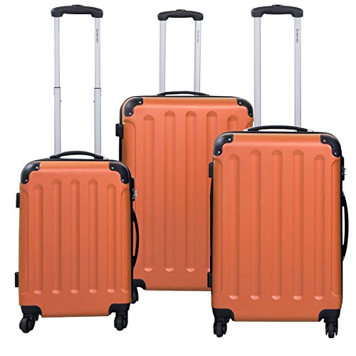 3 Pcs Travel Suitcase Luggage Set Multi-Directional Wheels Size 20" 24" 28" | Orange