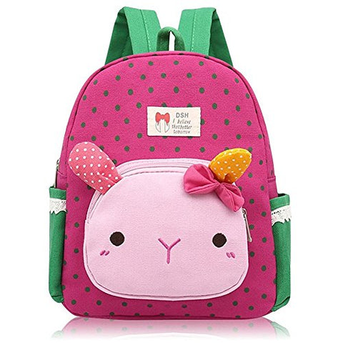 Little-Sweet Cute Rabbit Toddler Backpacks Kids School Bags Children Preschool Lunch Bags (Rose Red)