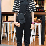 Leather Hicking Messenger Shoulder Bag, Rosa Schleife Practical Ladies Men Double Layer Zipper