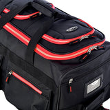 Olympia 22" 8 Pocket Rolling Duffel, Black+Red, One Size