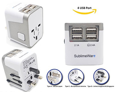 Power Plug Adapter - International Travel - W/ 4 Usb Ports Work For 150+ Countries - 220 Volt