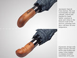 Balios Prestige Travel Folding Umbrella, Handmade Wood Handle, Auto Open & Close, Exquisite