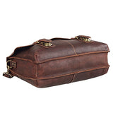 Polare Men'S 14'' Real Leather Professional Messenger Bag Laptop Briefcase