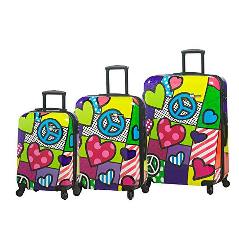 Mia Toro Peace And Love Luggage 3 Piece Set, Contemporary