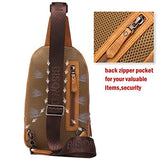 Bison Denim Mens Genuine Leather Sling Backpack Outdoor Shoulder Chest Pack Unbalance Crossbody Bag