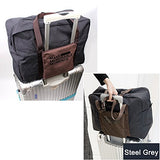 Foldable Lightweight Nylon Duffel Luggage Bag Tote For Travel Gym 4 Colors (Steel Grey)