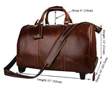 Genda 2Archer Men Leather Wheeled Travel Duffle Weekend Bag Carry On Luggage (Brown)