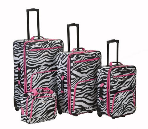 Rockland Luggage 4 Piece Luggage Set, Pink Zebra, One Size