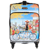 Nicole Lee Women'S 20" 4 Wheels Expandable Carry-On Luggage Paris City Print, Bicycle
