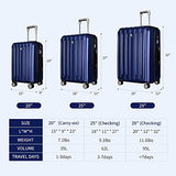 FOCHIER F Hard Shell Luggage 3 Piece Set with Spinner Wheels, Expandable Lightweight Suitcase with TSA Lock 20 24 28 Inch, Blue