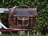 15 inch Vintage Leather Messenger Satchel Bag | Briefcase Laptop Messenger Bag by Aaron Leather