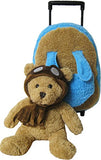 Kreative Kids Adorable Aviator Pilot Bear Rolling Backpack W/Removable Stuffed Toy & Wheels