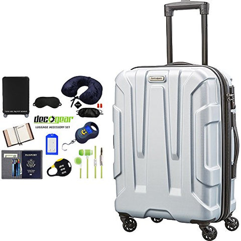 Samsonite Centric Hardside 20" Carry-On Luggage Silver (92794-1776) With Deco Gear Ultimate 10Pc