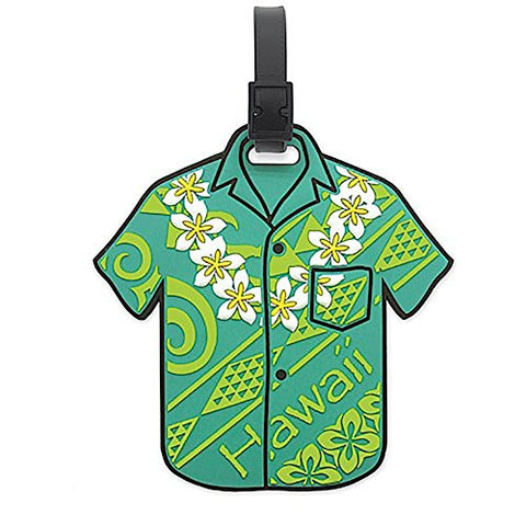 Pvc Id Luggage Tag Aloha Shirt Green