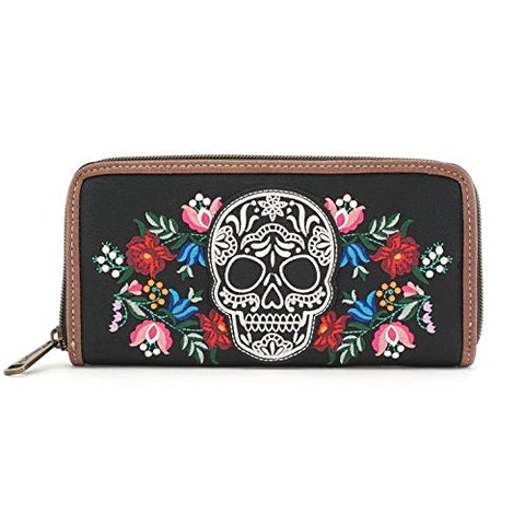 Dia De Los Muertos Zip Around Wallet Standard Black