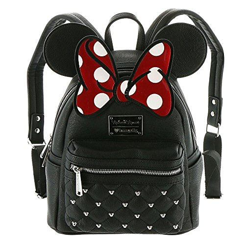 Loungefly Disney Minnie Mouse Quilted Pink Polka Dot Bow Head Crossbody Bag