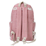 Damara Classic Lattice Print Zipper Backpack Rucksack,Red
