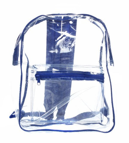 Bags for Less Clear PVC Backpack with Royal Blue Trim