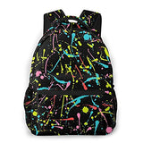 Multi leisure backpack,Neon Splatter Pattern, travel sports School bag for adult youth College Students