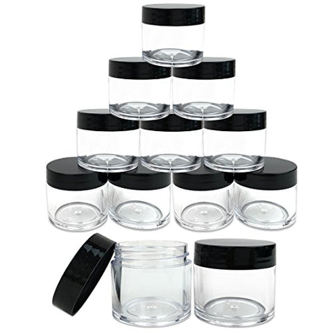 (Quantity: 12 Pieces) Beauticom 30G/30ML (1 Oz) Round Clear Jars with Black Lids for Pills, Medication, Ointments and Other Beauty and Health Aids - BPA Free