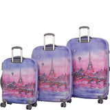 It Luggage Ionian Classic 8 Wheel Paris Baloons 3 Piece Set, Lilac Paris Painting Balloons