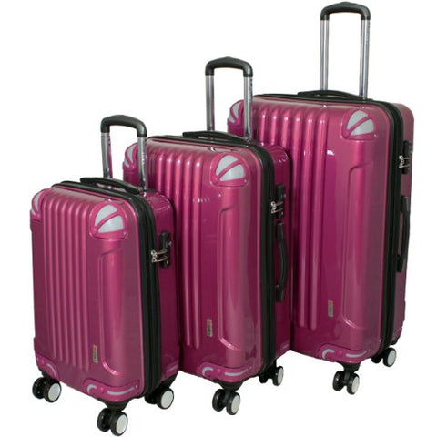 Amka 3-Piece Tsa Locks Hardside Upright Spinner Luggage Set, Purple