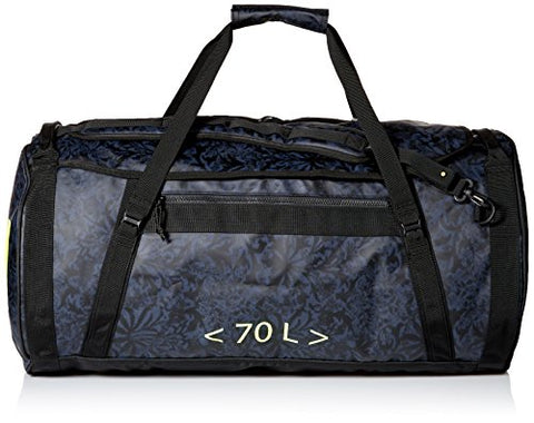 Helly Hansen Duffel 2 Water Resistant Packable Bag with Optional Backpack Straps, 70-liter (Meduim), 993 Black / Print
