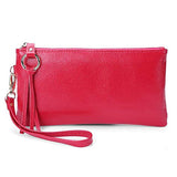 BOBILIKE Women's RFID Blocking Leather Wallets Credit Card Cash Holder Clutch Wristlet, Rose Red