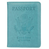 GDTK Leather Passport Holder Cover Case RFID Blocking Travel Wallet (Sky Blue)