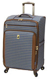 London Fog Kensington 25 Inch Expandable Spinner, Blue Tan Plaid, One Size