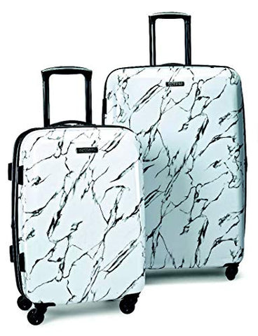 American Tourister Moonlight Hardside Expandable Luggage with Spinner Wheels, Marble, 2-Piece Set (21/24)